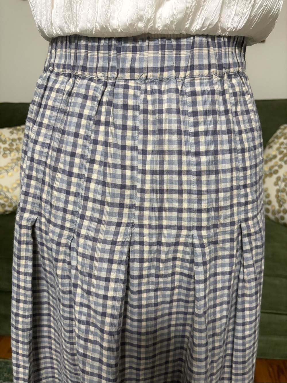 Christy Dawn 100% organic Plaid Maxi midi midaxi gore gored Skirt - Picture 4 of 10